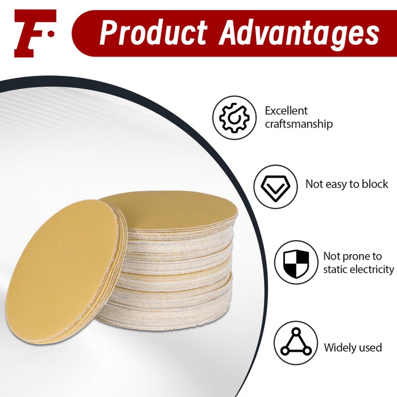 findmall Hook Loop Pads Sanding Disc 5-Inch NO-Hole 100Pcs Aluminum Oxide Round Flocking Sandpaper for Sanding Grinder Polishing Accessories (60 80 120 180 240 320) Grit (320grit) - Image 5
